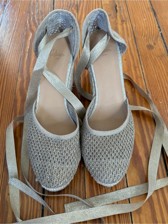 Castaner Shoes - Castaner Metallic Gold Lace-Up Espadrilles